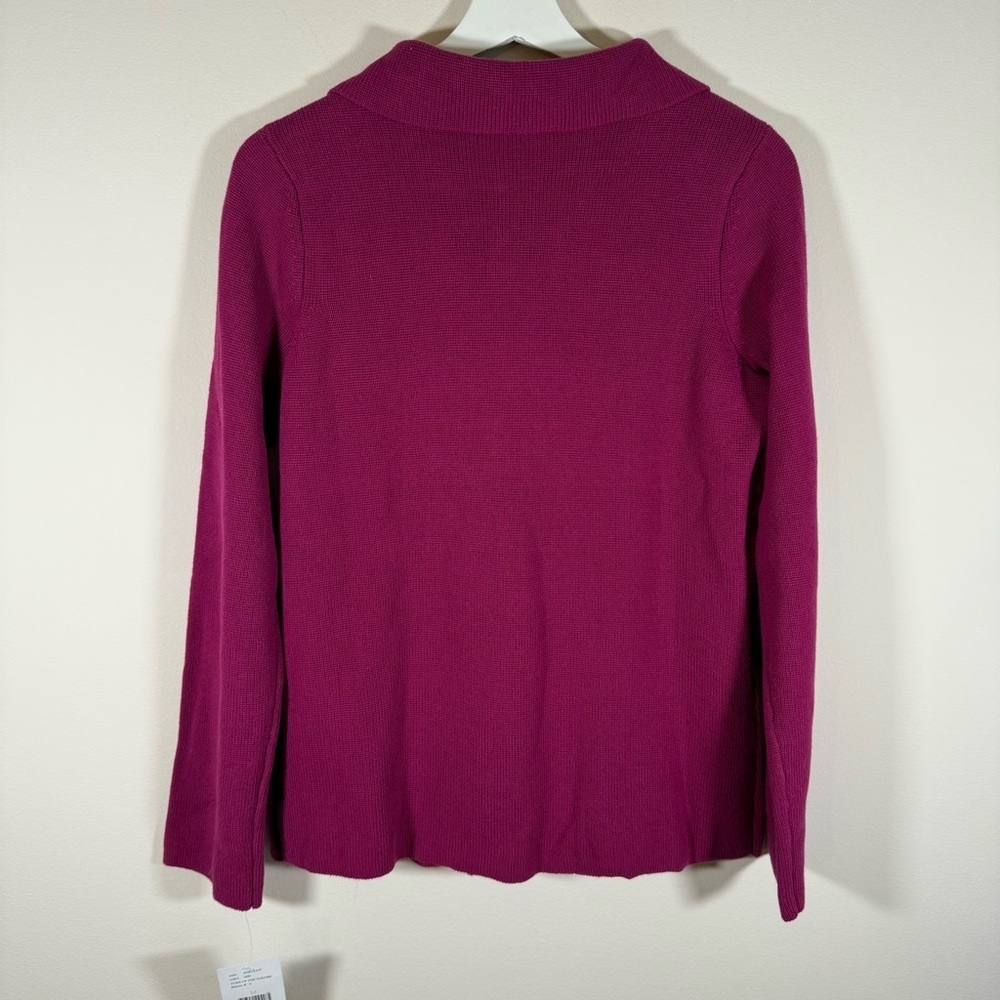 NWT Liz&Co. Y2K Women’s Magenta Knit Sweater Jacket Leather Accents M - Picture 4 of 10